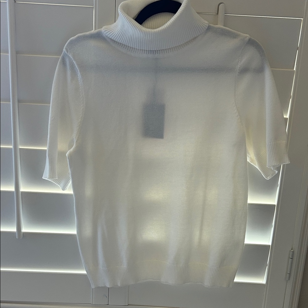 Elegant White Turtleneck Blouse NWT